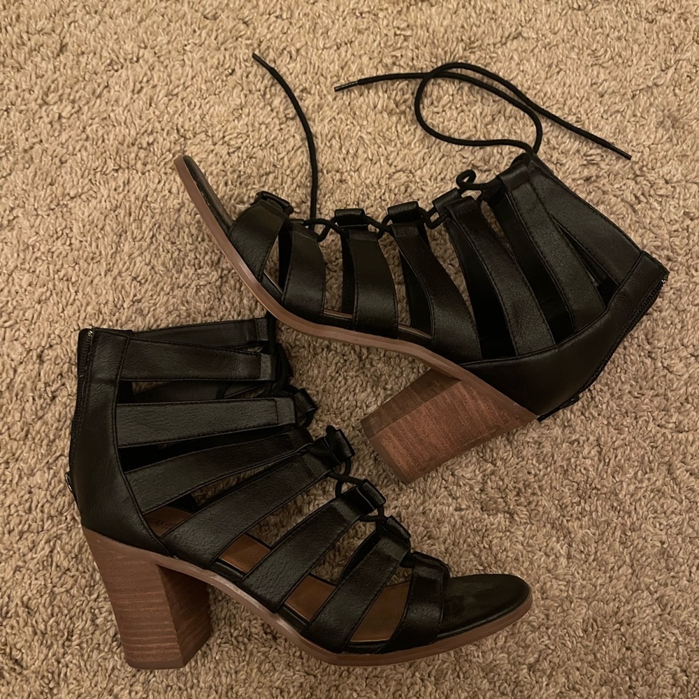 Black Lace Up Wedges Size 8